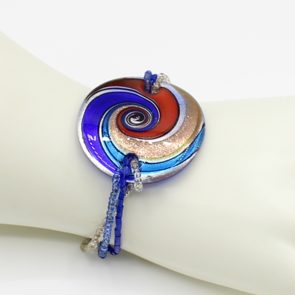 Vintage boho glass and bead bracelet